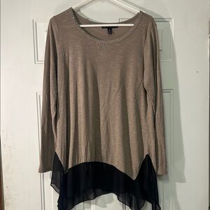 (🔥4 For $20) French Laundry Women’s Large Tan and Black Asymmetrical Tunic